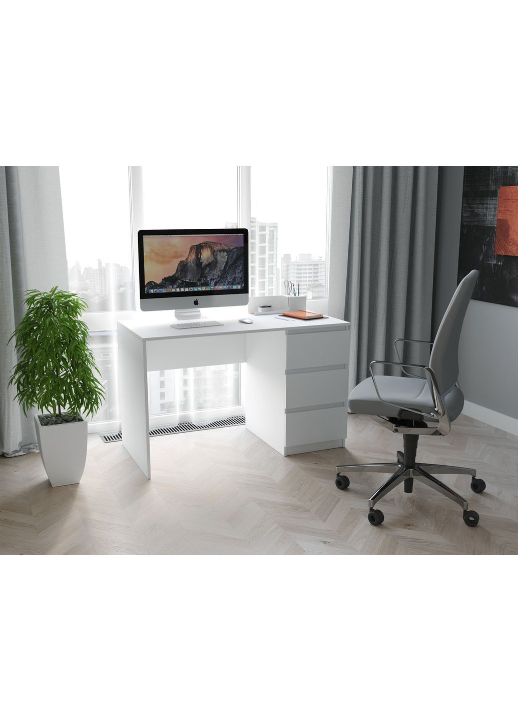 Комп'ютерний стіл, письмовий стіл з 3-ма шухлядами T-224 від Білий MORELI (335422926)