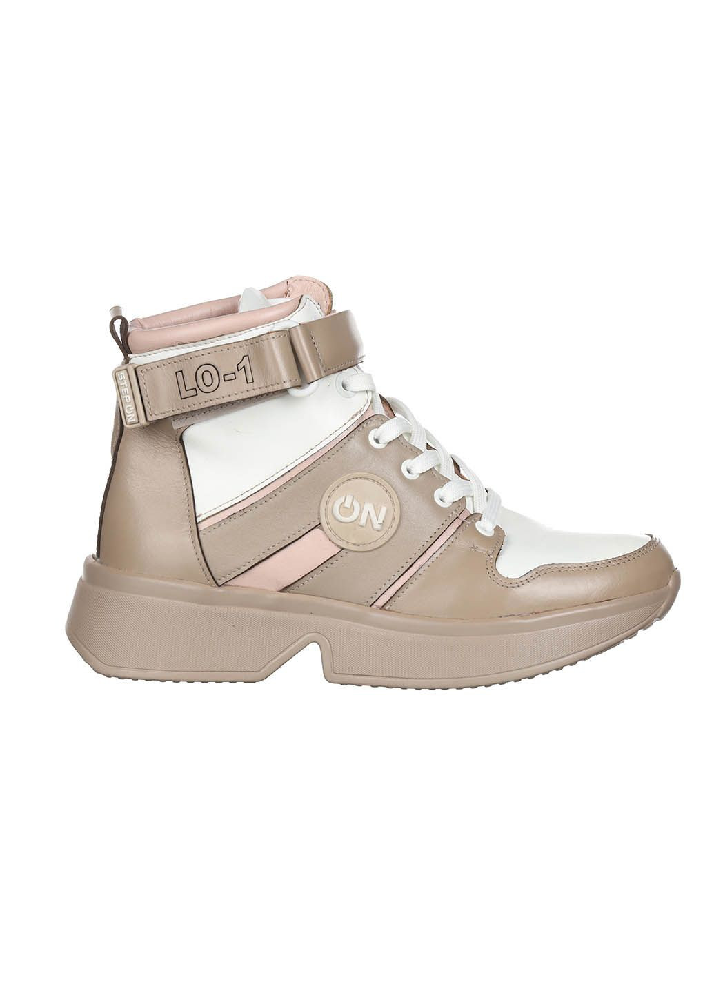 Кросівки жіночі зимові на шнурівці шкіряні на високій підошві повсякденні для прогулянок бежеві StepON LO-01 No Brand бежеві зими (307903594)