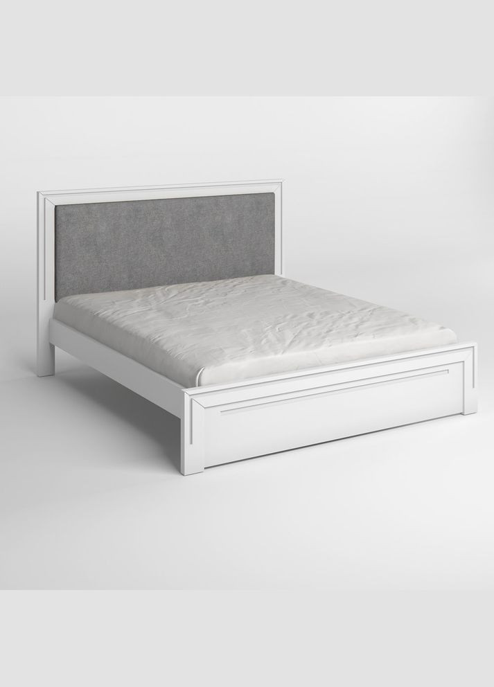 Двоспальне дерев'яне ліжко Торонто Т4 (RAL9003)/Аляска 93 (сірий) 180х200 см (MBG-9066) Mebigrand (368282523)