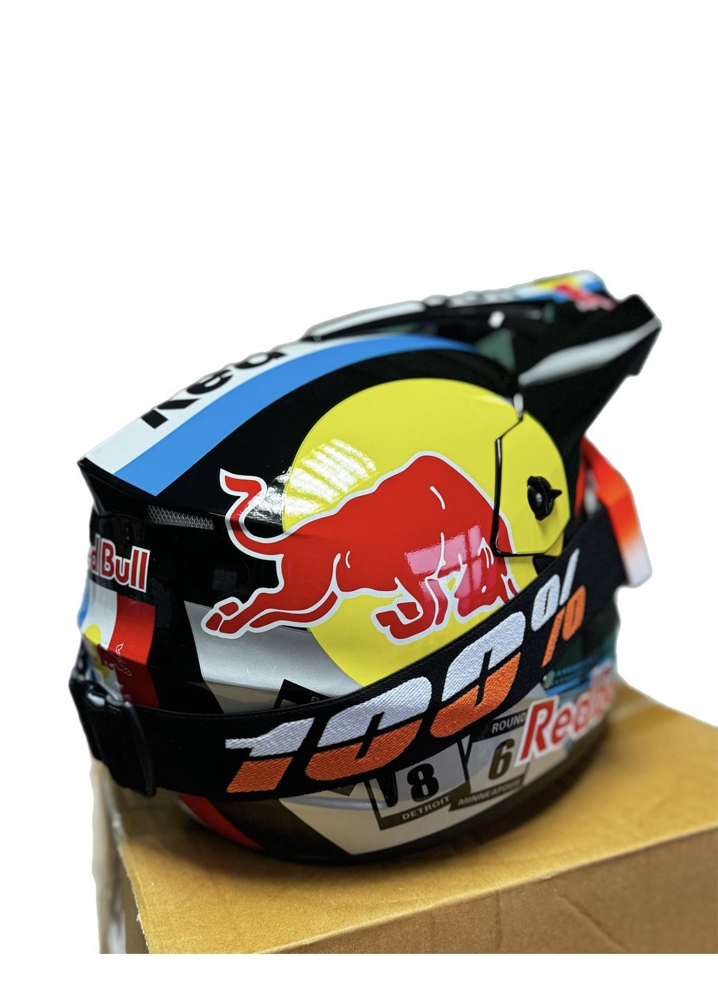 Мотошолом ендуро кросовий Helmet Red Bull + окуляри Profi Orange комплект No Brand (370677338)