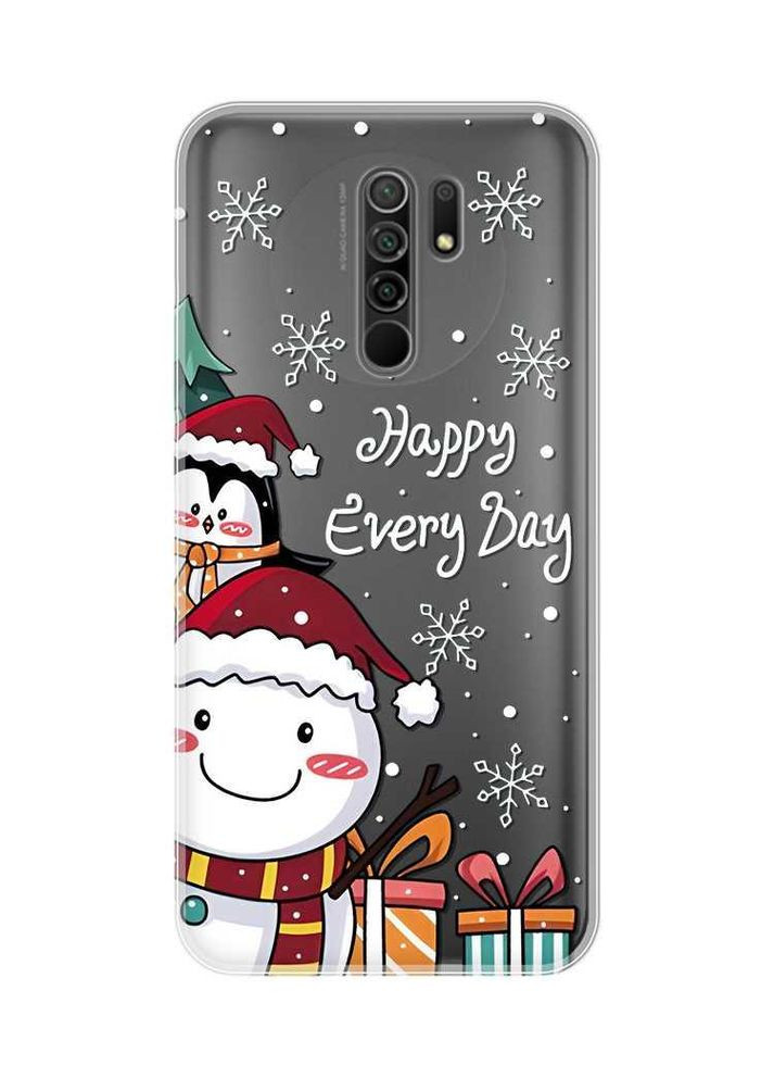 Чехол на Xiaomi Redmi 9 Снеговик и пингвин (новогодний принт 156) Creative (362962166)