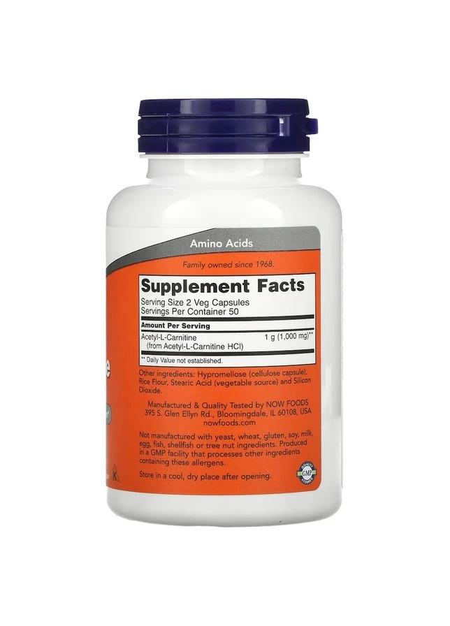 Жиросжигатель Acetyl-L-Carnitine 500 mg, 100 вегакапсул Now (376168940)
