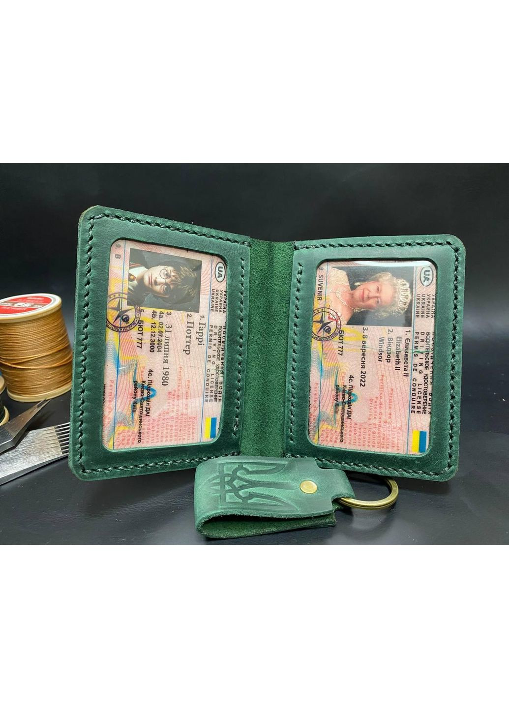 Обложка на ID Паспорт или Автодокументы из натуральной кожи Ручной работы Зеленый Цвет. Обложка на Права No Brand (356508848)