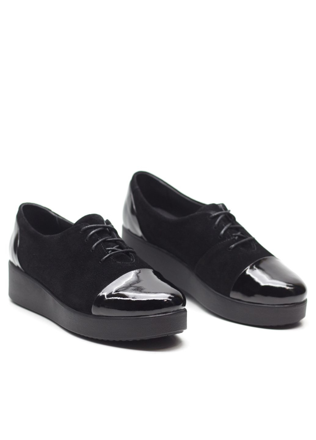 Zlett Туфли женские из натуральной лакированной кожи и замши с увеличенной полнотой черный з натуральная замша, украина — демисезон (330923863)