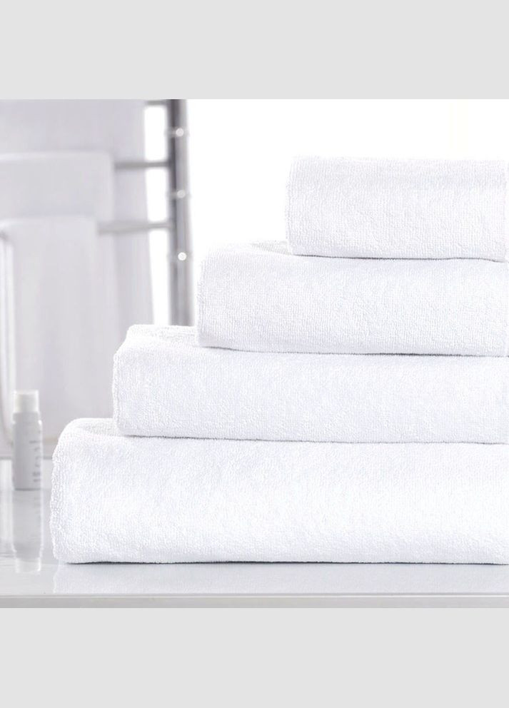 Рушник махровий 50х90 см для обличчя та рук готельне для готелів та дому 450 гр/м2 IDEIA білий