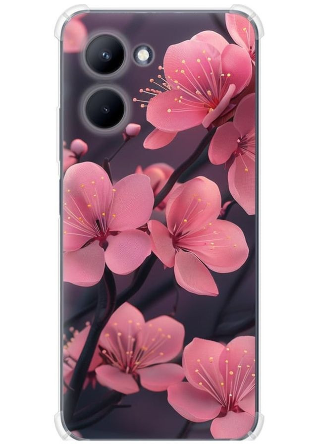 Силикон с усиленными углами чехол 'Пурпурная сакура' для Endorphone Realme C33 (287270713)