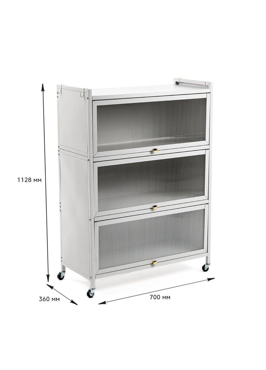 Шкаф мобильный для хранения раскладной трехъярусный из стали светло-серый 70*36*112,8см SW-00002116 Sticker Wall (337341852)