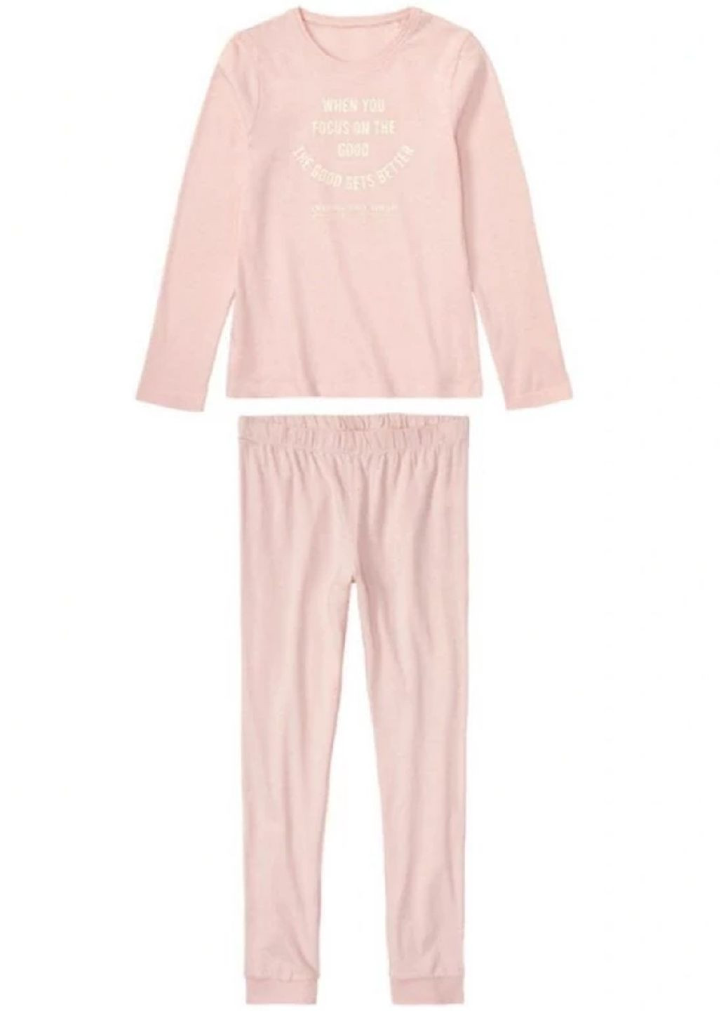 Пудрова всесезон бавовняна піжама (лонгслів, штани) лонгслів + брюки Pepperts