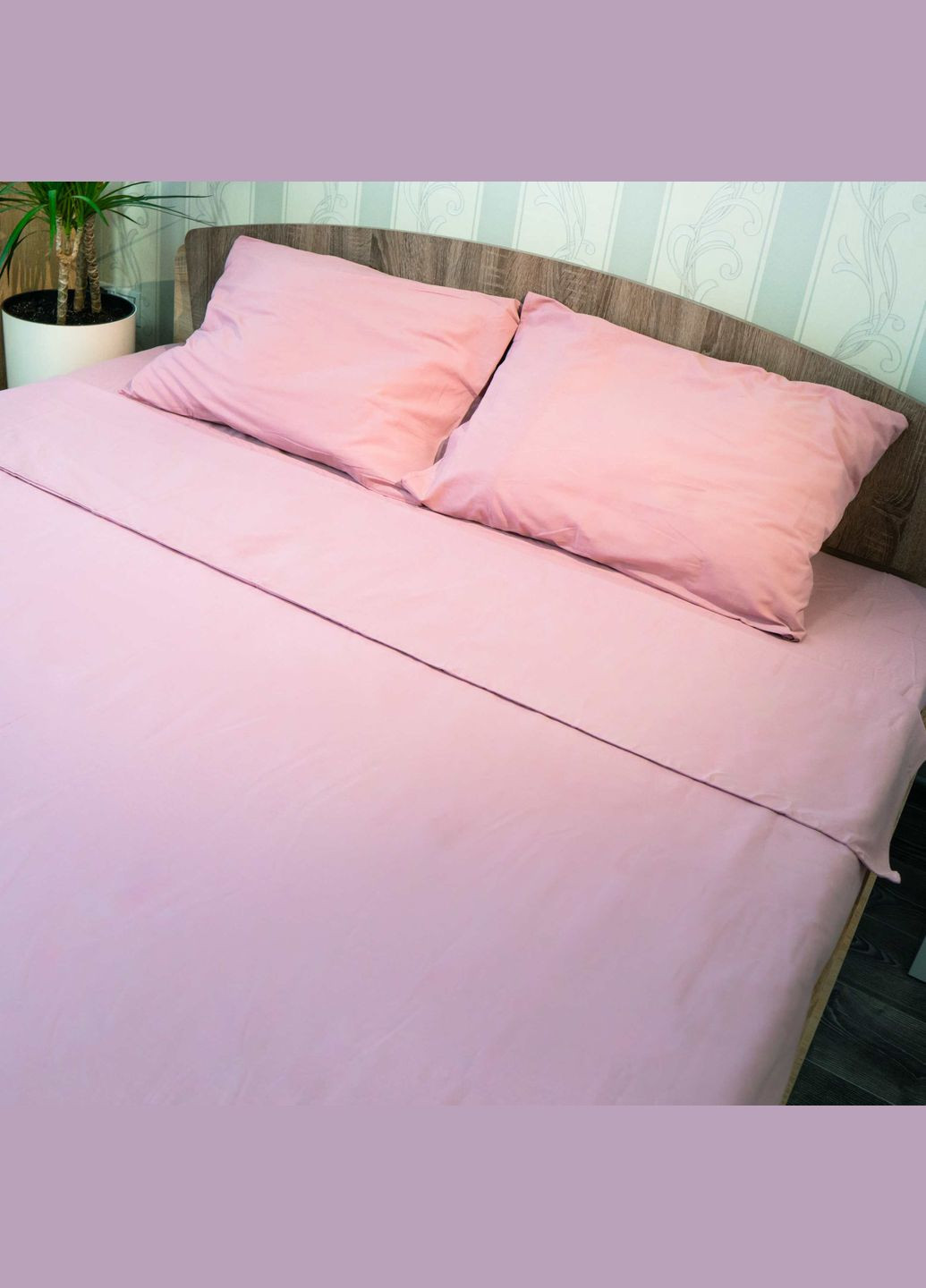 Комплект двуспальный постельного белья 180х215 Поплин 120 г/м2 Хлопок (Светлорозовый) 2 х 70х70 GM Textile (273378649)