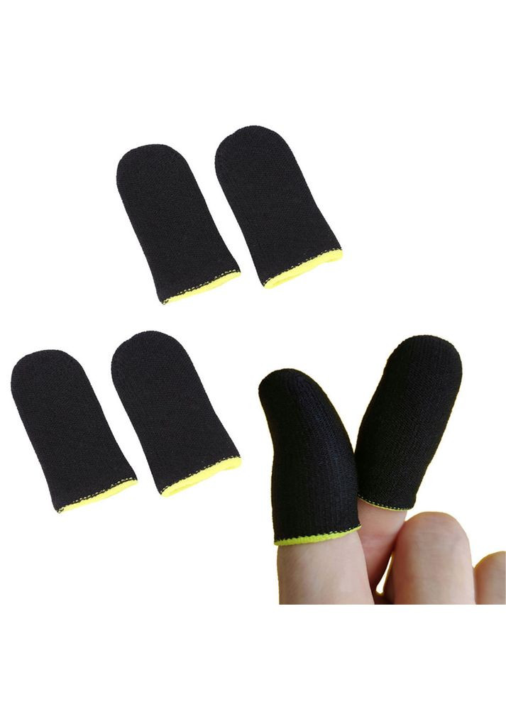 Ігрові напальчники 2 пари Black / чорні Fiber з жовтим манжетом для гри на телефоні смартфоні No Brand (344548236)