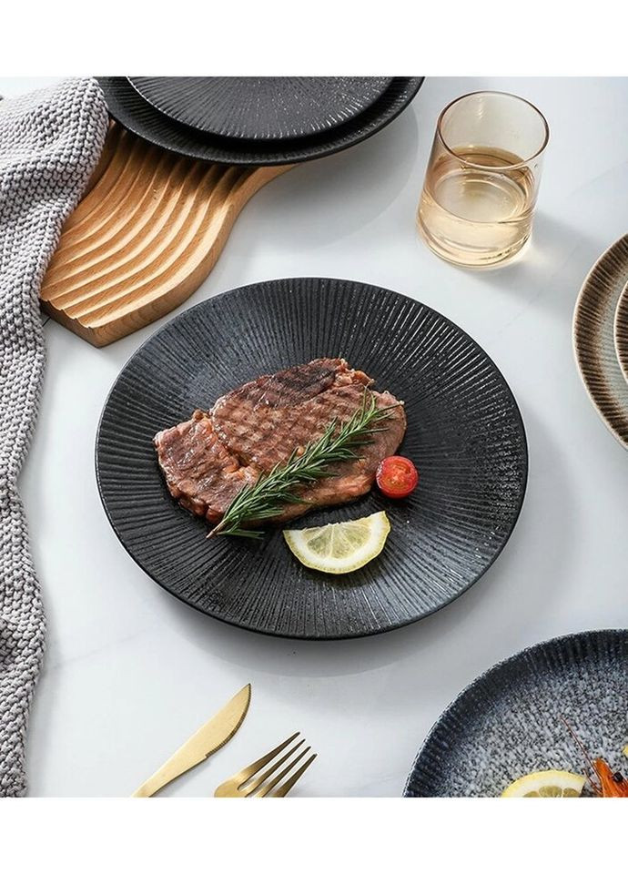 Тарілка обідня 14248 25х3 см чорна No Brand (296636763)