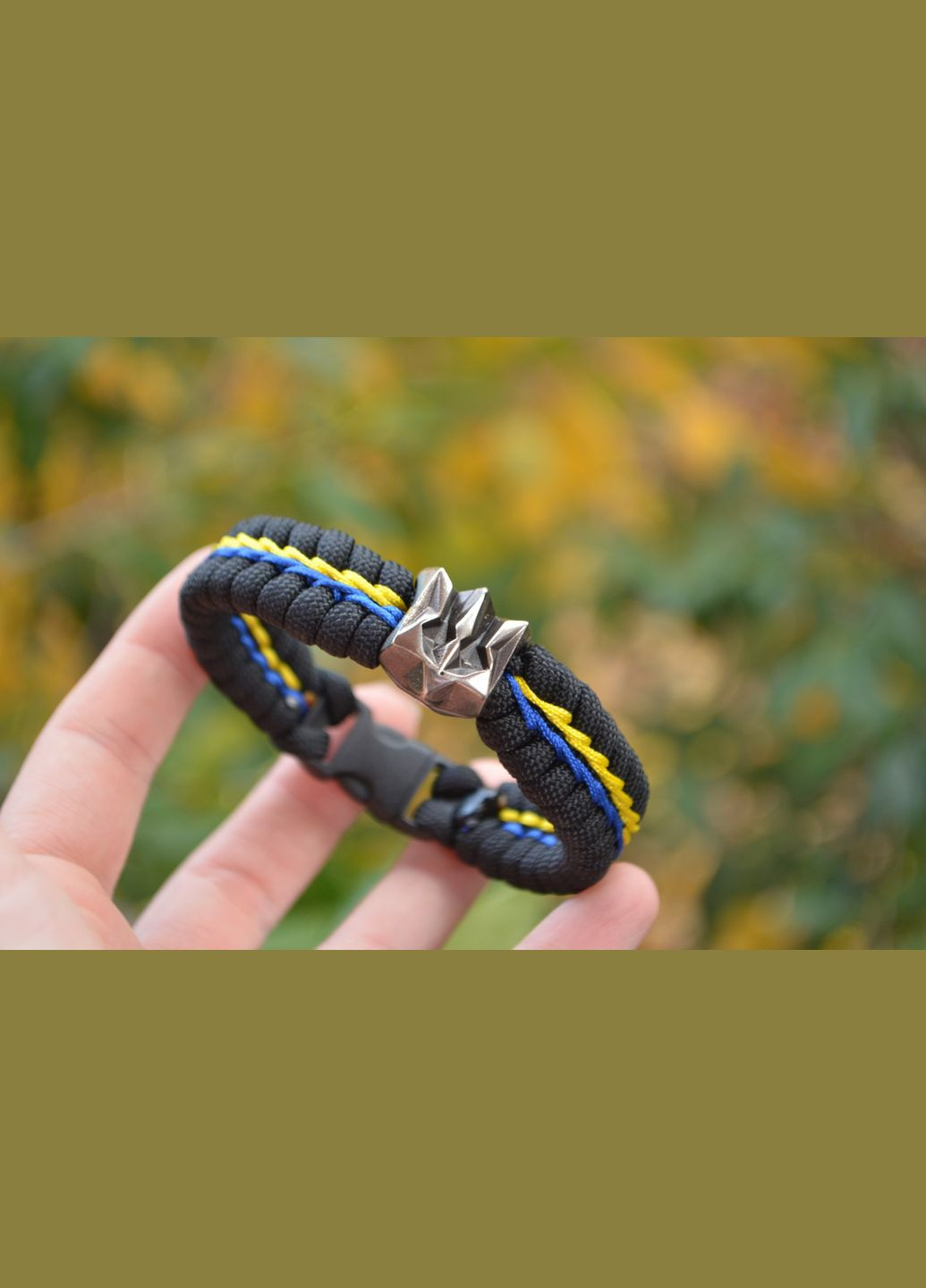 Браслет із паракорду Герб України латунь нейзильбер з обплетенням на фастексі + брелок у подарунок No Brand (341739036)