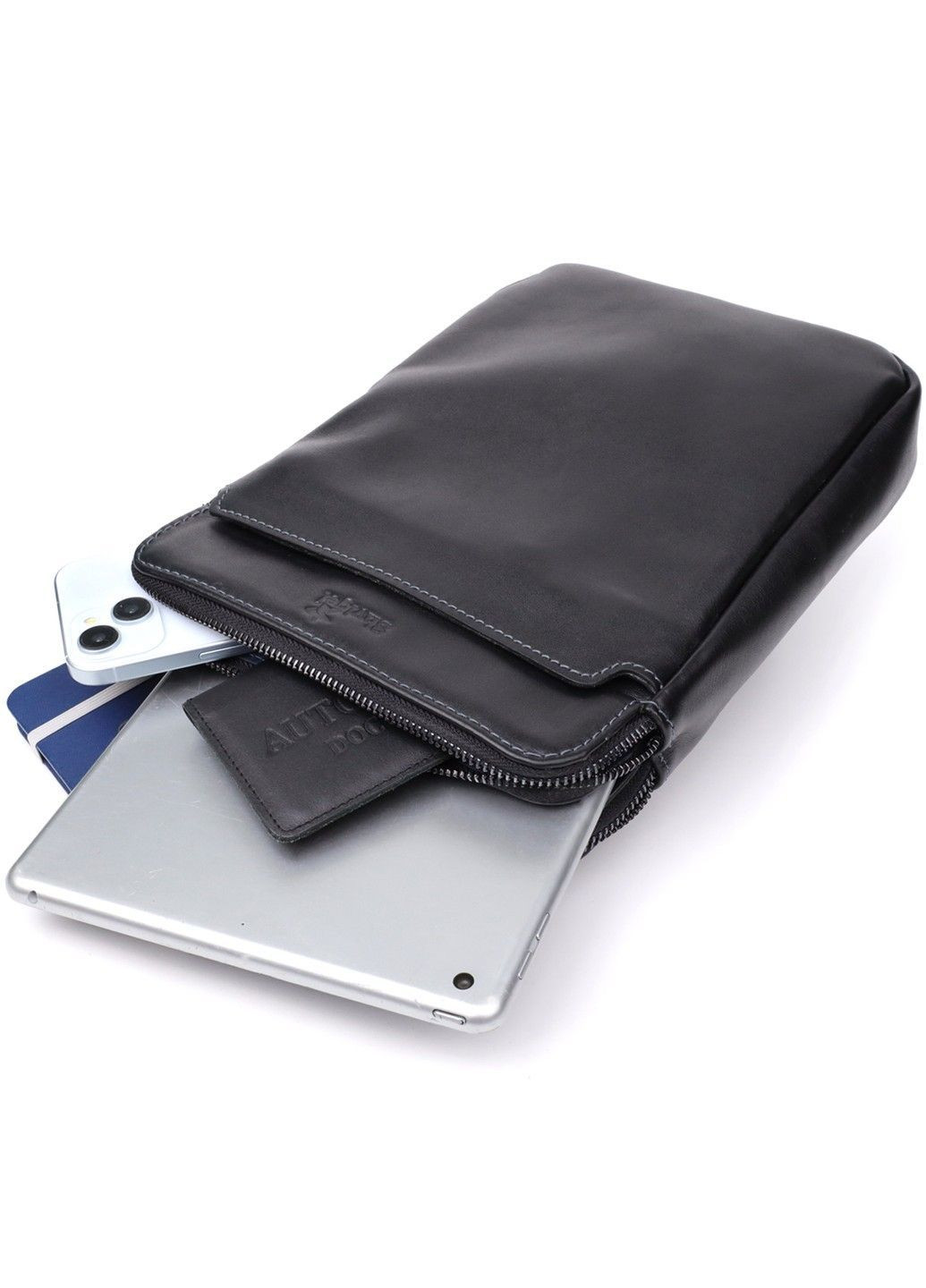 Красивая мужская сумка через плечо из гладкой натуральной кожи 20871_1 Черный Shvigel (362971713)