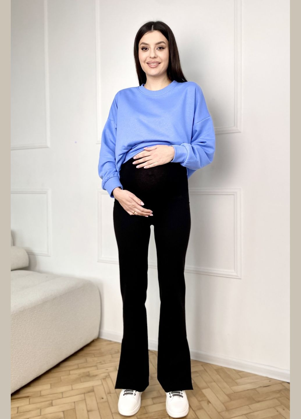 Элегантные брюки для беременных черные с разрезами внизу Dianora (290252719)