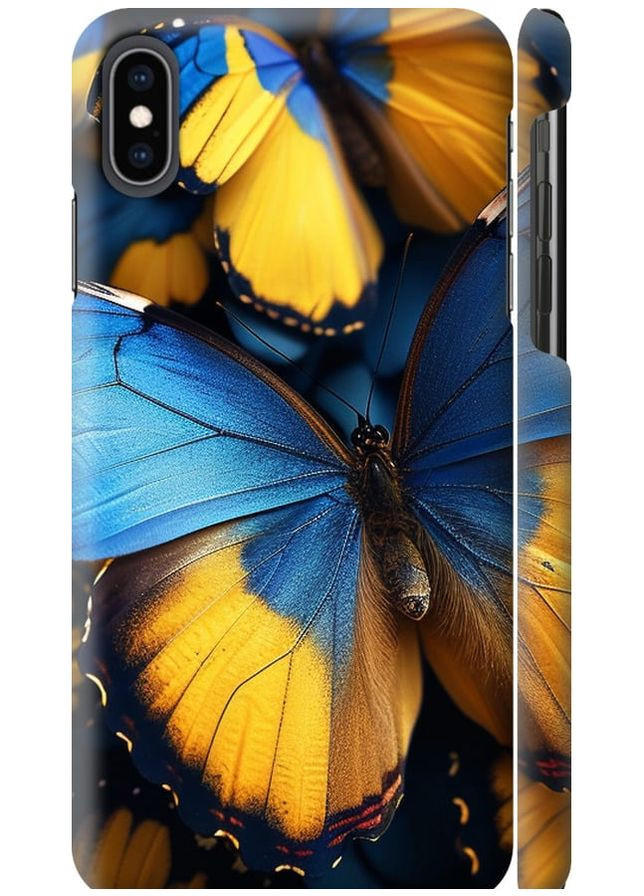 3D пластиковий глянцевий чохол 'Жовто-блакитні метелики' для Endorphone Apple iPhone XS Max (285699228)
