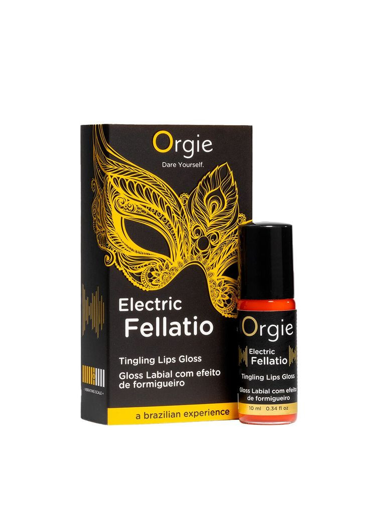 Блеск для губ с эффектом вибрации Electric Fellatio Lips Gloss, 10 мл, вкус фруктового ассорти Orgie (366875654)