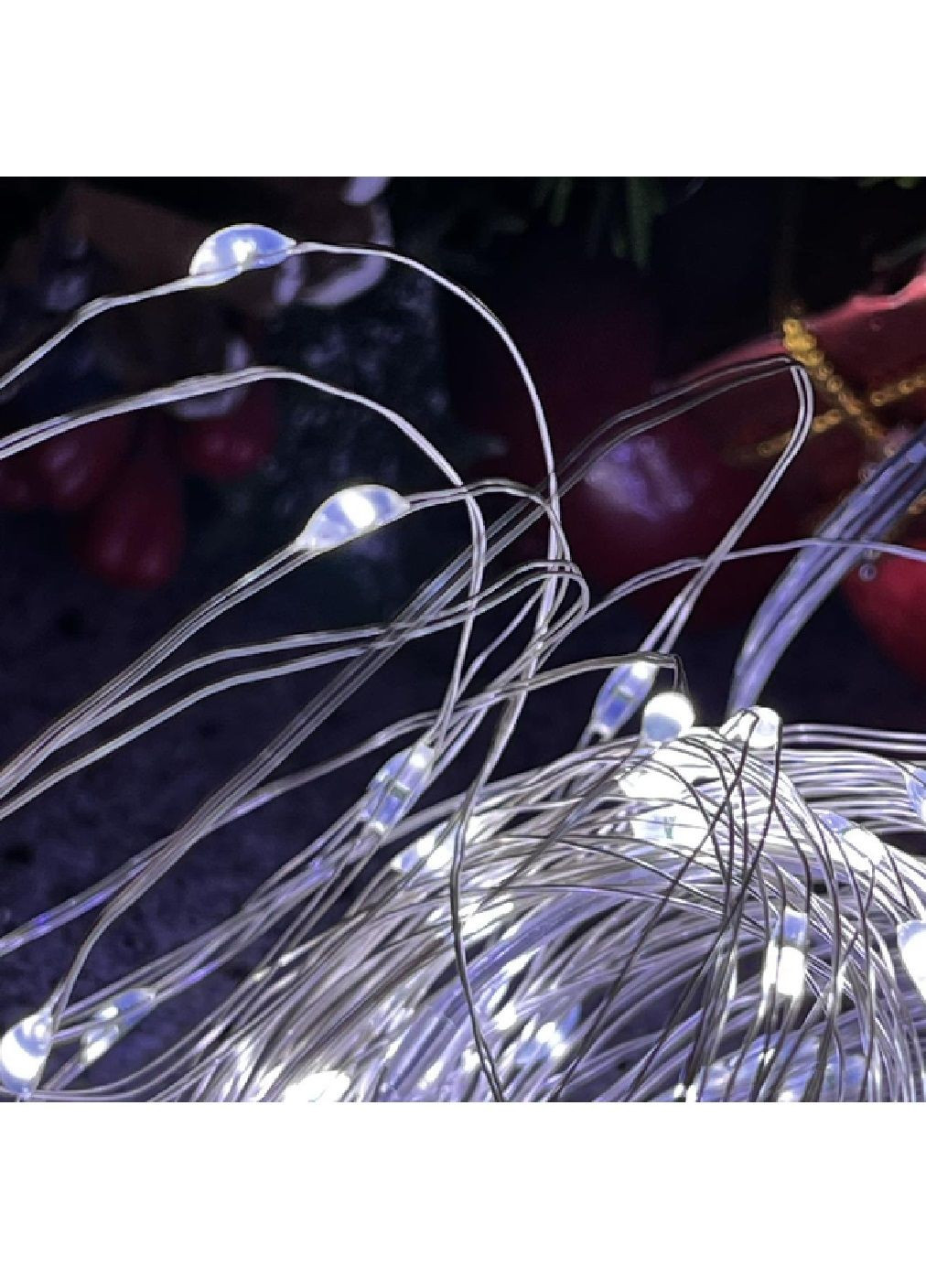 Светодиодная гибкая комнатная гирлянда капли росы с работой от USB батареек 5 м 50 Led (478586-Prob) Холодная белая Unbranded (307247524)