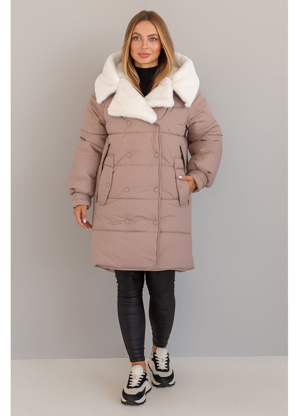 Бежевая зимняя зимня куртка фрея MioRichi