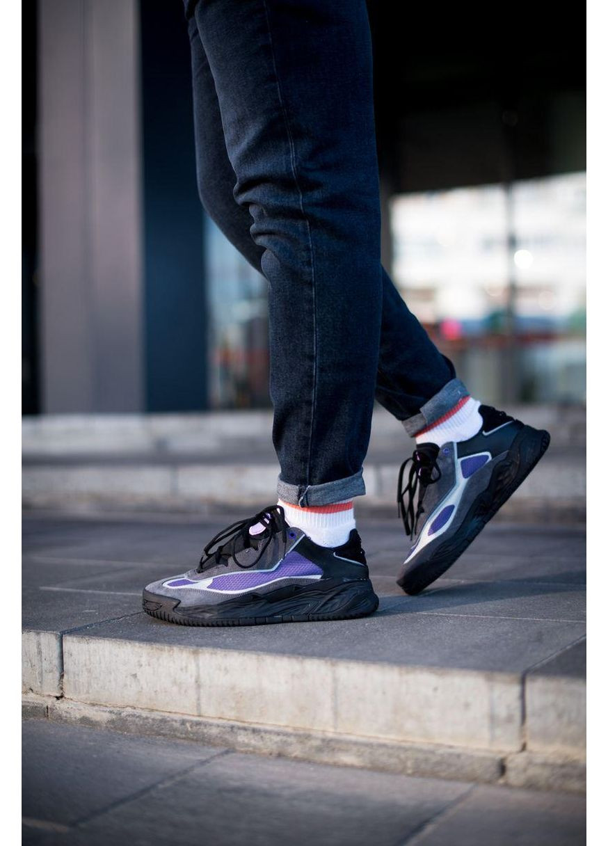 Чорні Осінні кросівки чоловічі adidas niteball black violet адідас найтбол No Brand
