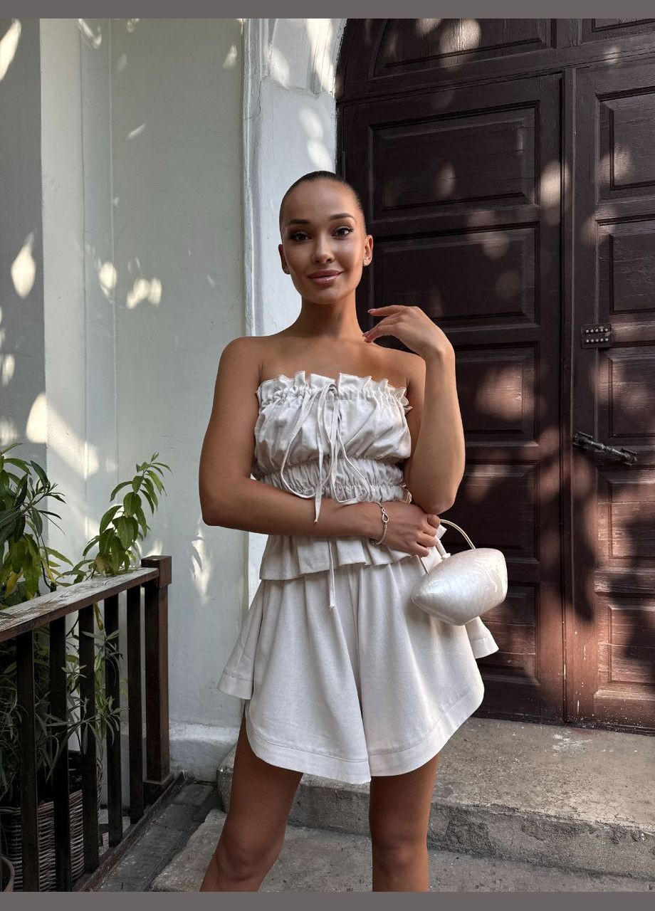 Жіночий лляний костюм з топом та шортами Avanti (342065879)