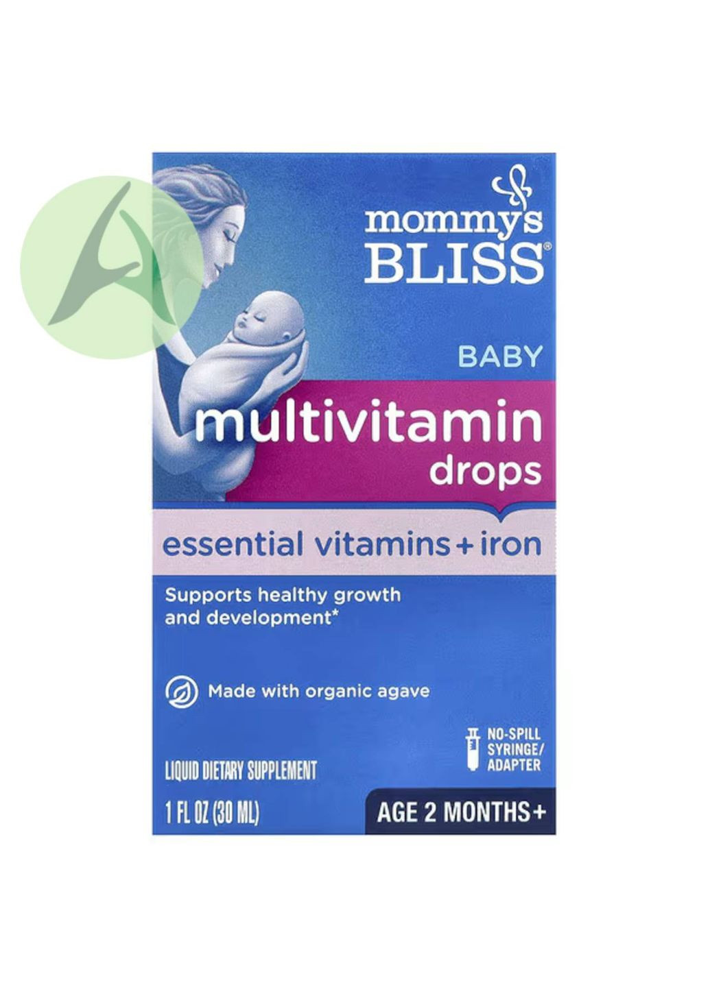 Baby, мультивітамінні краплі, незамінні вітаміни та залізо, для дітей від 2 місяців, 30 мл Mommy's Bliss (366290950)