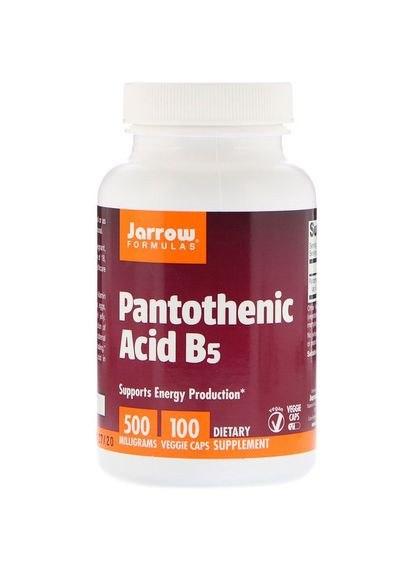 Пантотеновая кислота, витамин В5, 500 мг, 100 капсул Jarrow Formulas (366734390)