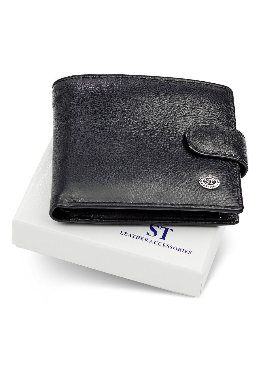 Класичне чоловіче портмоне з натуральної шкіри ST102 Чорний st leather (359380707)
