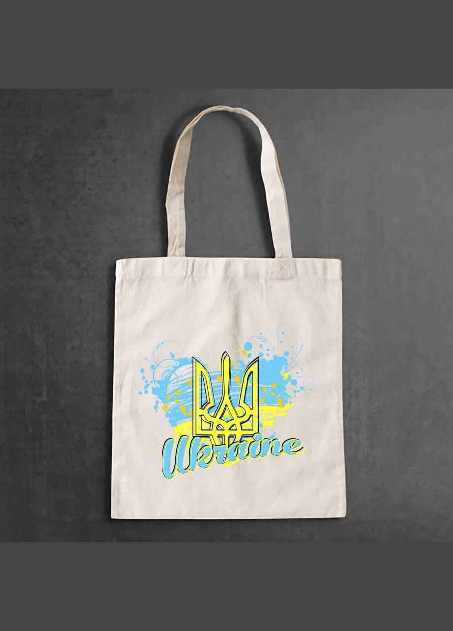 Эко сумка, шоппер, повседневная с принтом "Желто-голубое сердце и желтый герб Украины Ukraine" Push IT Кавун шопер (316138270)