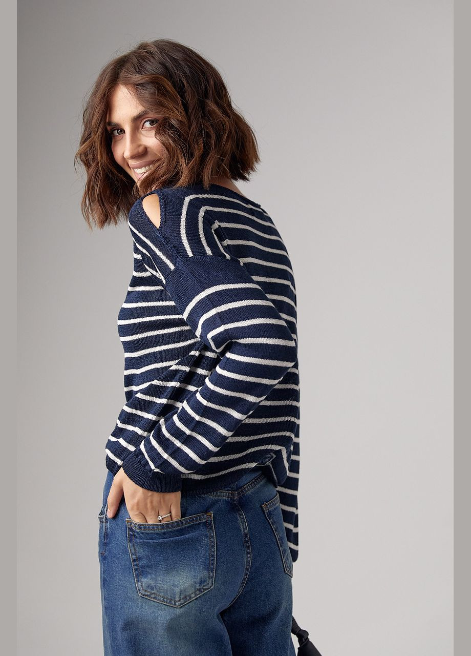 Жіночий смугастий лонгслів із розрізами на плечах Lurex (298730301)