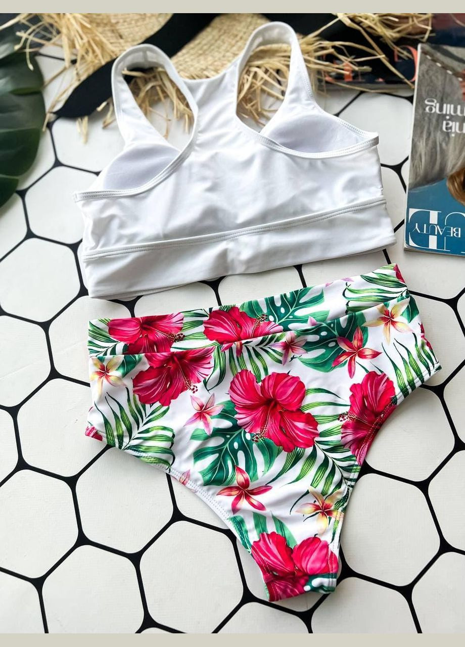 Білий літній купальник sw1365 (білий топ) роздільний Ghazel