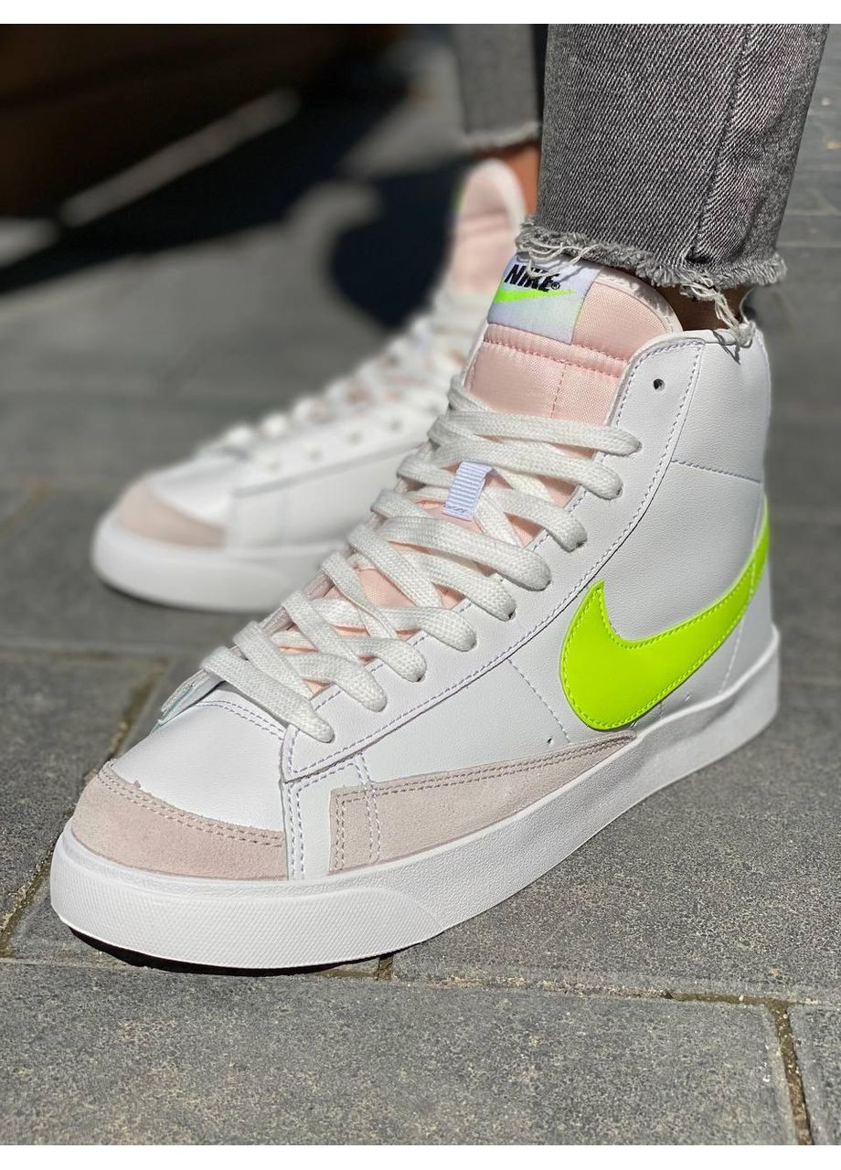 Сірі Осінні кросівки чоловічі nike blazer white «neon green logo» найк блейзер No Brand