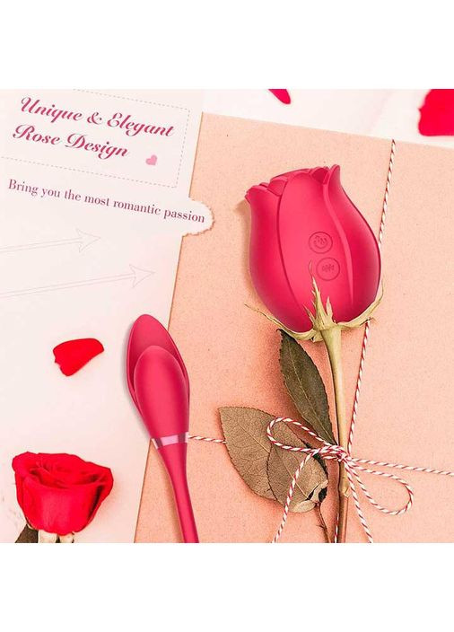 Подвійний вакуумний вібратор "Троянда" Valery на USB рожевого кольору. Вакуумний стимулятор 10 режимів вібрації China (360603862)