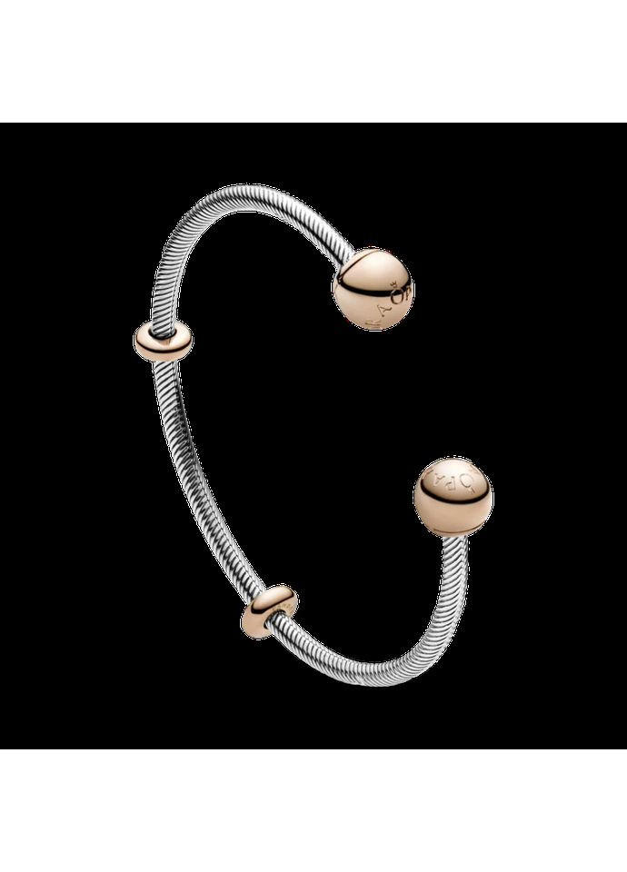 Срібний відкритий браслет-бангл Пандора із застібками з покриттям 14K рожевим золотом 588291 Kabluchka (355344744)