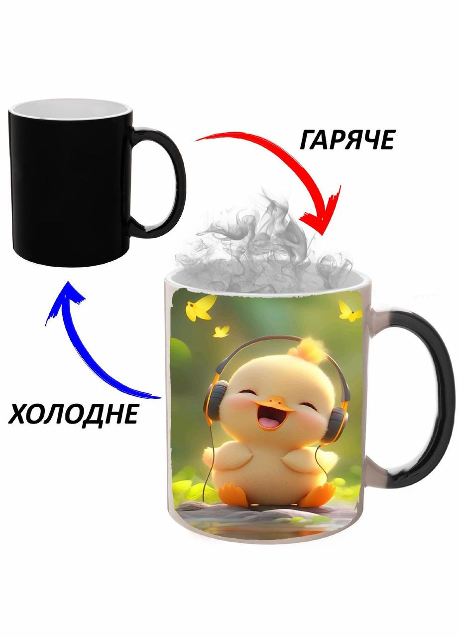 Чашка хамелон (кухоль, горнятко) із дитячим малюнком #149 Чорна 330 мл No Brand (323470891)