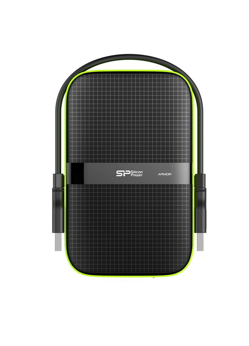 Зовнішній жорсткий диск 2 TB Armor A60 чорно-зелений (SP020TBPHDA60S3K) Silicon Power (294092788)