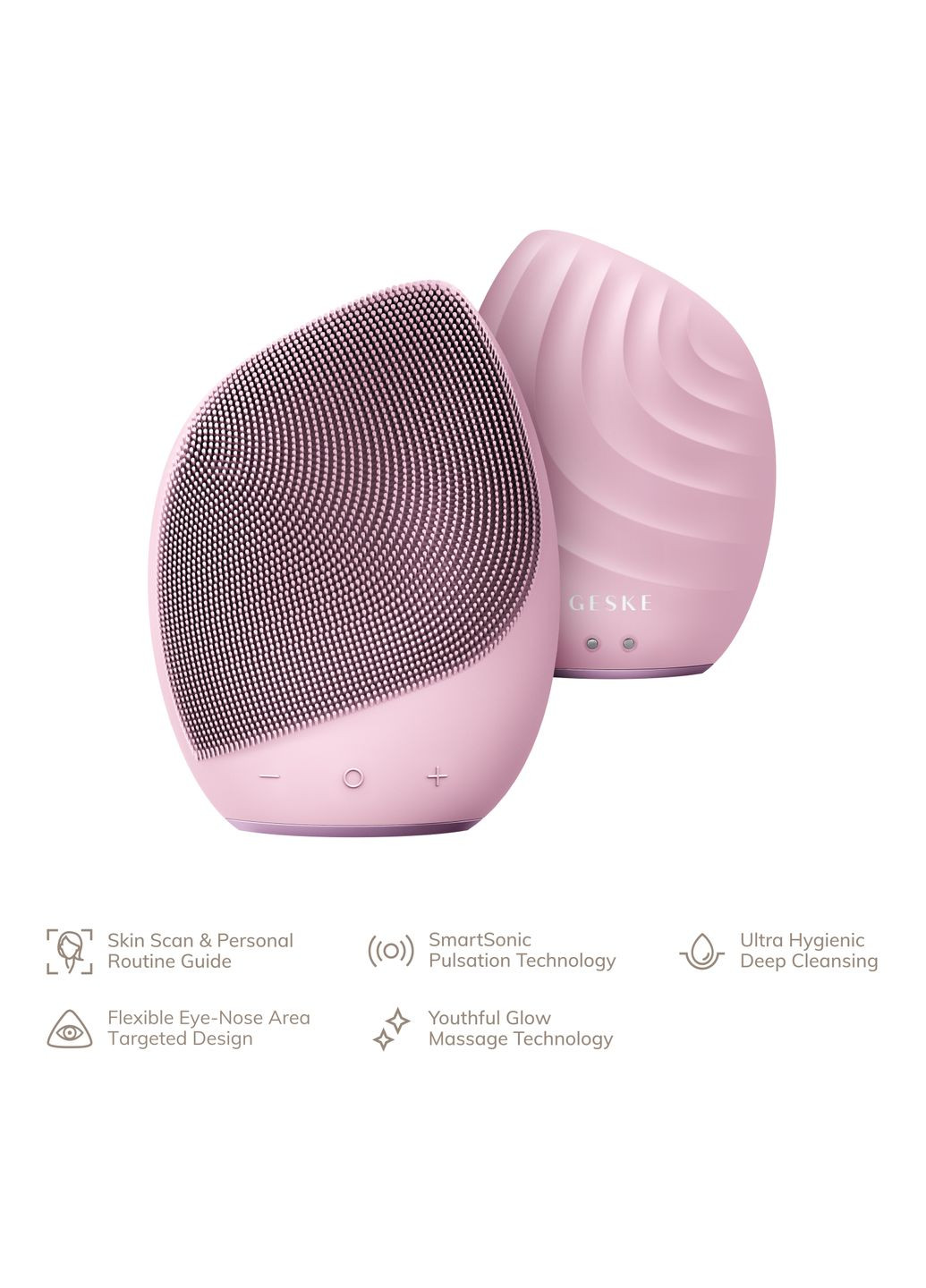 Электронная ультразвуковая щетка для лица Sonic Facial Brush 5в1 pink GESKE (341525921)