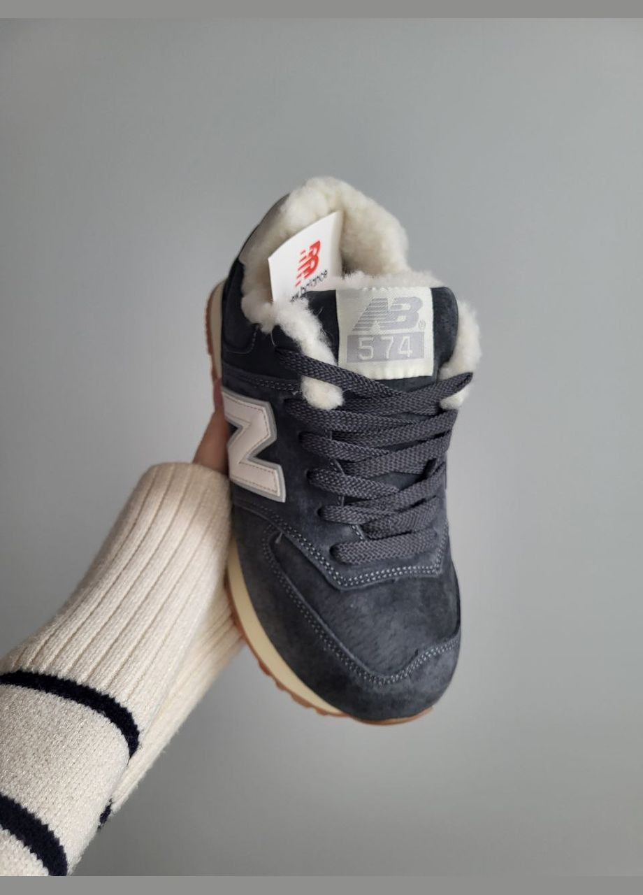 Кросівки зимові жіночі New Balance 574 winter gray white fur | Нью Беланс 574 сірі білі з хутром No Brand сірі зими (308360689)