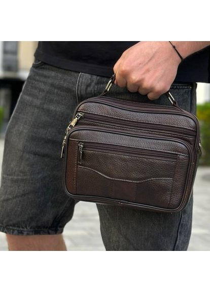 Топ! Чоловіча шкіряна сумка барсетка через плече з ручкою коричнева 61881B Bexhill (372793002)