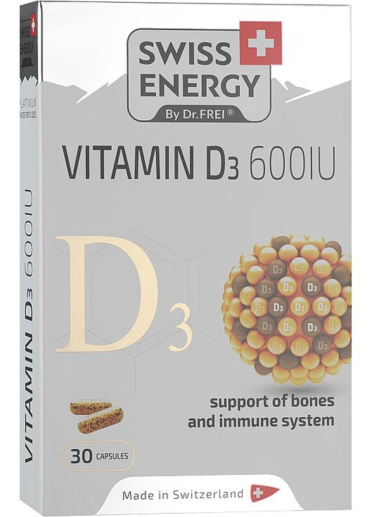 Витамины в капсулах «D3 600 IU» 30шт (1067903-31337497) Swiss Energy (368602920)