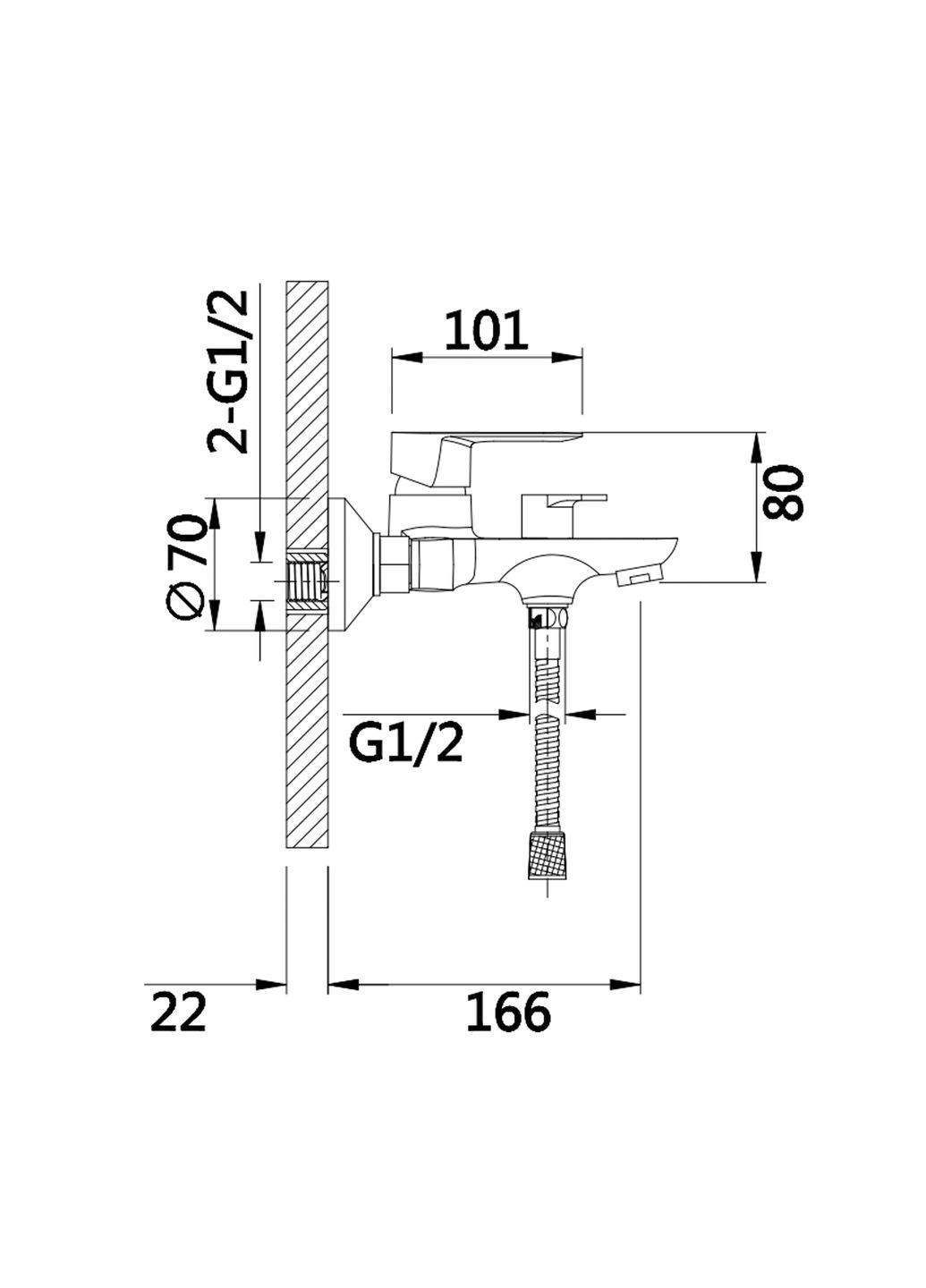 Змішувач для ванни Latwa (з душовим гарнітуром) (k35) LDLAT006CRM45414 Chrome LIDZ 006 (346492331)