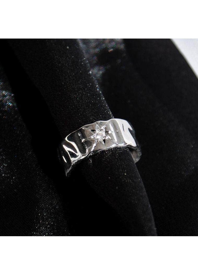 Серебристое кольцо универсальное для подростка широкое с камнем звезды космическое азиатский стиль современная кэжуал фэнтези No Brand (369667996)