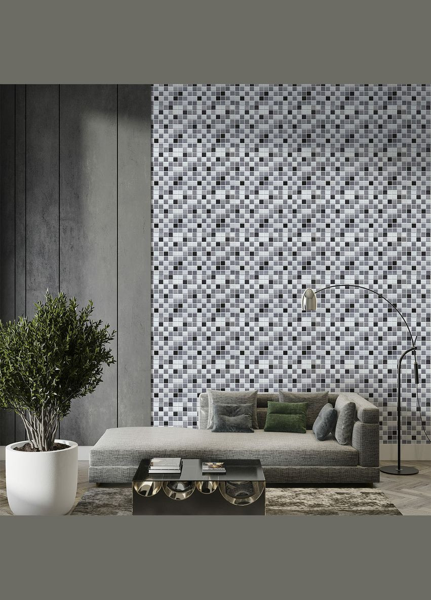 Декоративная панель ПВХ черно-белая мозаика 960х480х4мм SW-00001432 Sticker Wall (292564559)