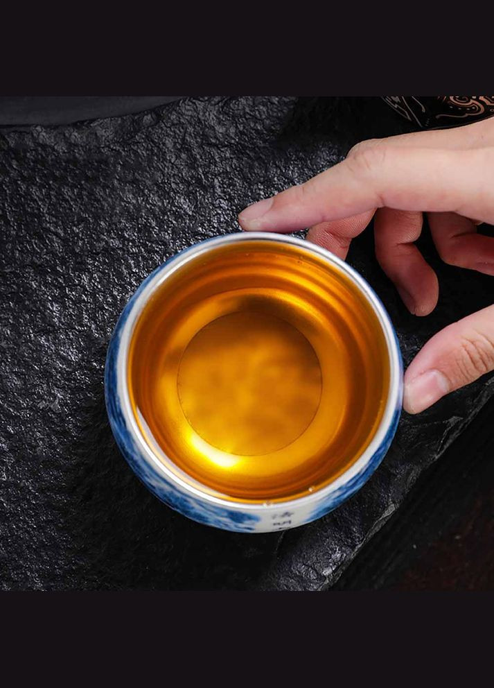 Пиала Шедевры старины DH-P040 Голубой Карп Кои, 180мл No Brand (305137063)