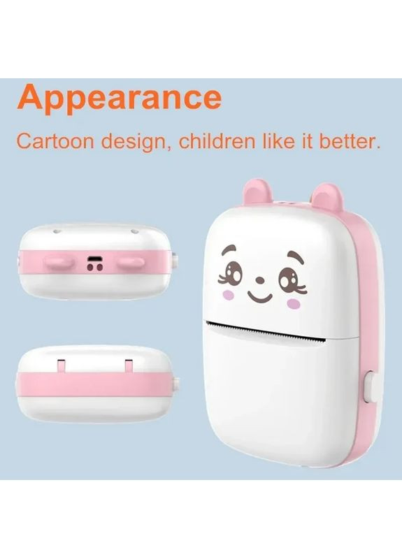 Портативний термопринтер з Bluetooth для друку з телефону, рожевий + 1 рулон термопаперу China (361848887)