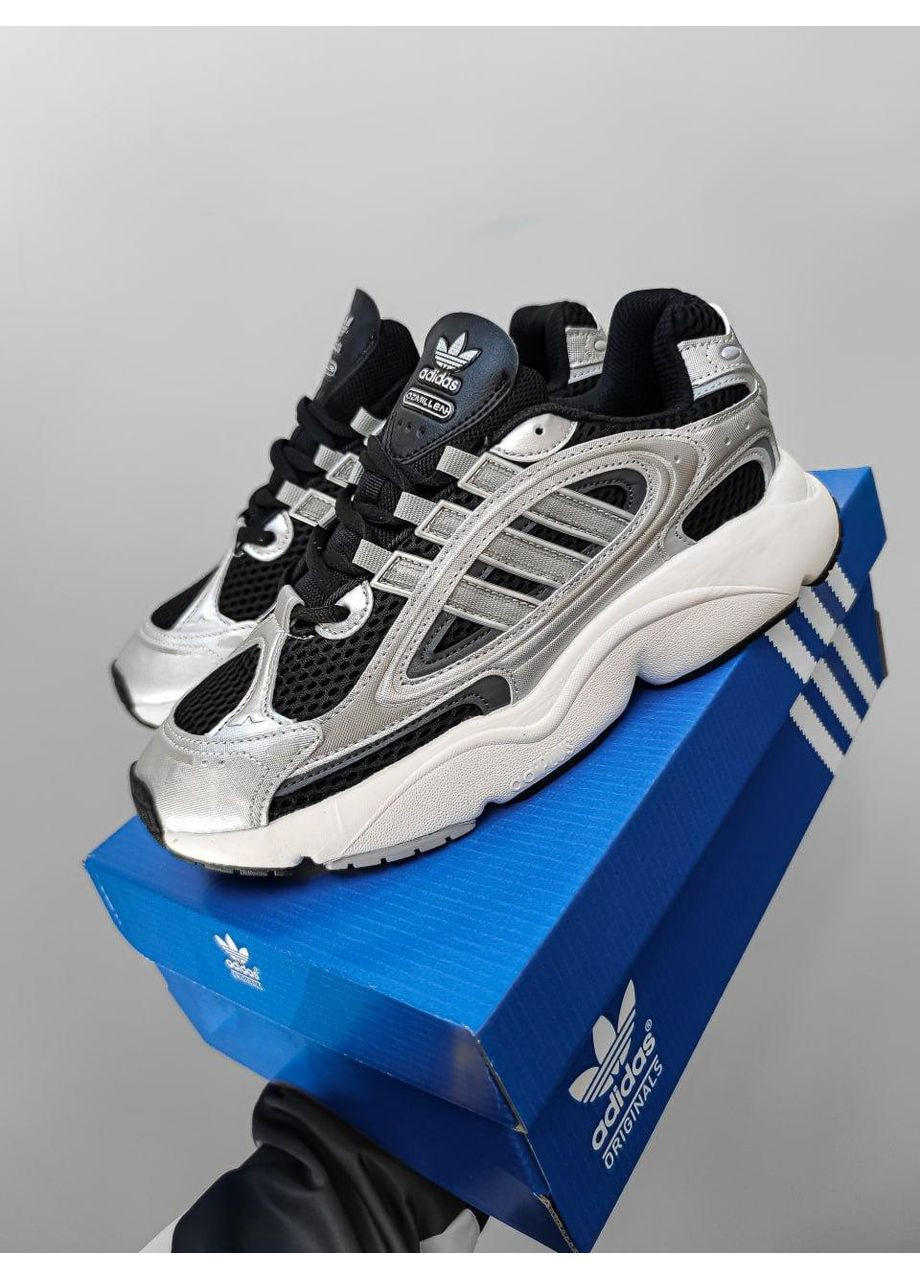 КРОССОВКИ ЖЕНСКИЕ ADIDAS OZMILLEN SILVER / BLACK АДИДАС ОЗМИЛЛЕН No Brand чёрные демисезоны (368867983)