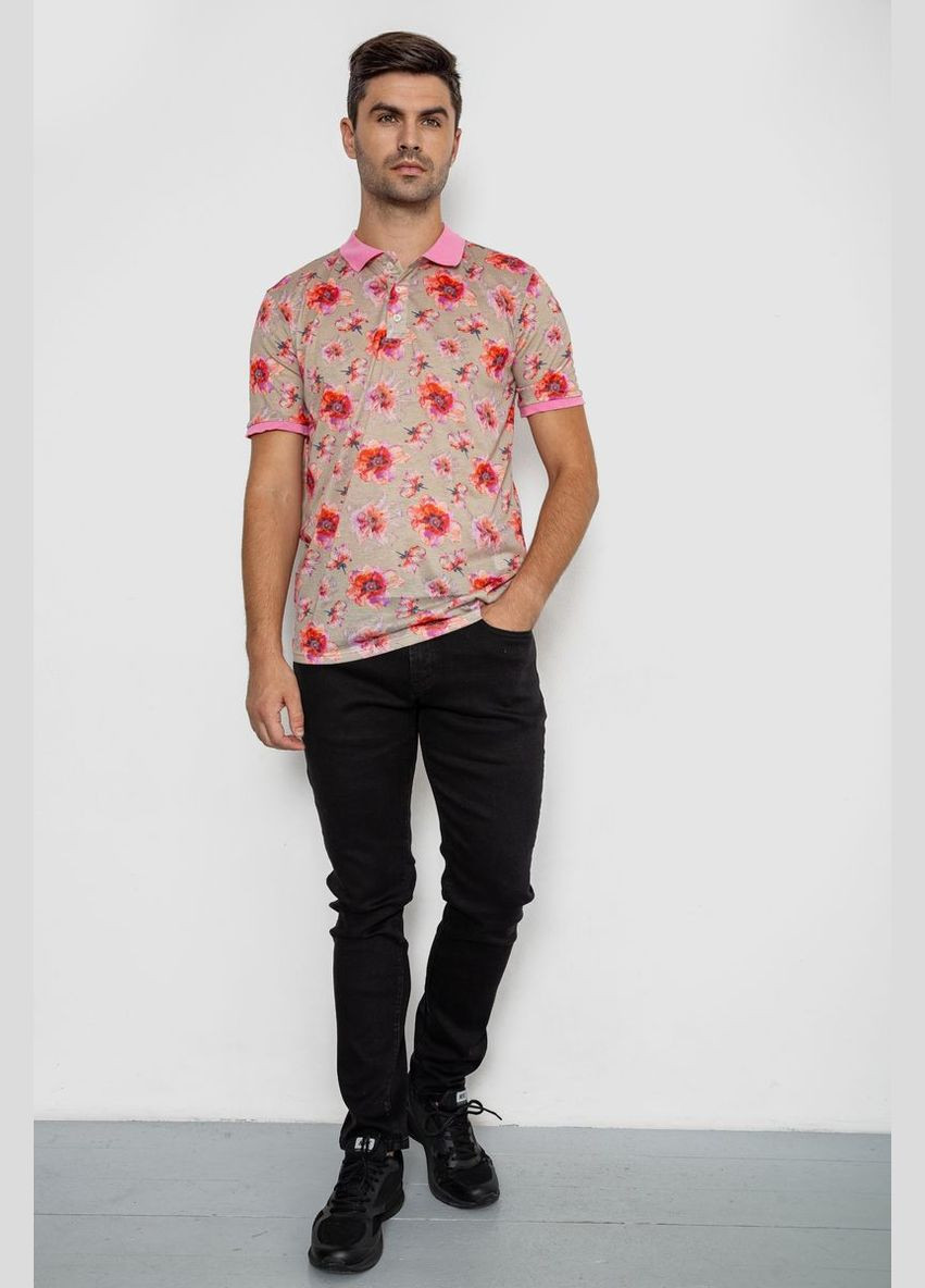 Розовая поло мужское с принтом 247r306 с коротким рукавом Ager