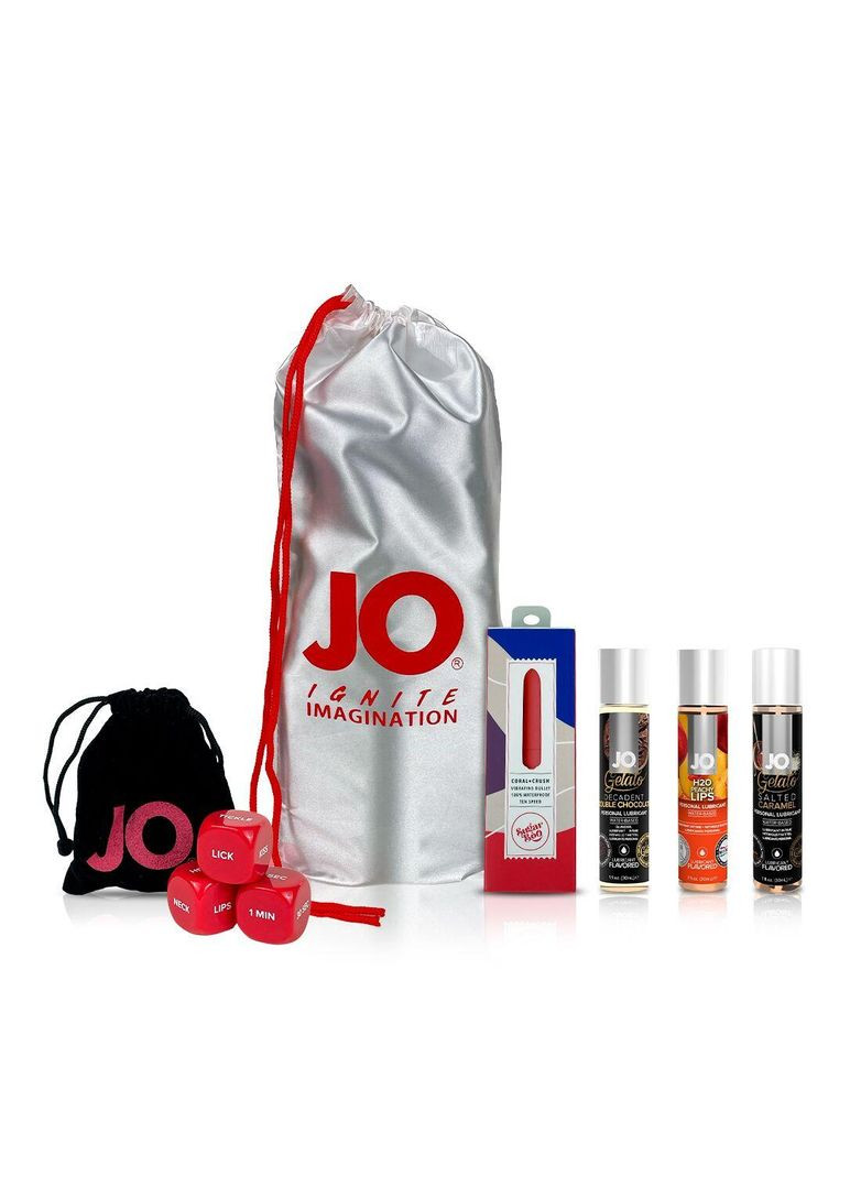 Набор «Персиковый десерт», 3 вкусовые смазки System JO, вибропуля SugarBoo, кубики System JO No Brand (366879925)