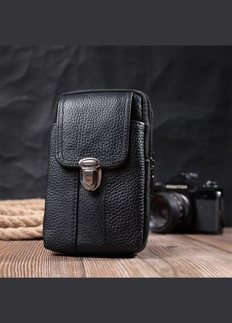 Сумка на пояс на ремінь чоловіча з натуральної шкіри Чорний 35211 Vintage (333299979)