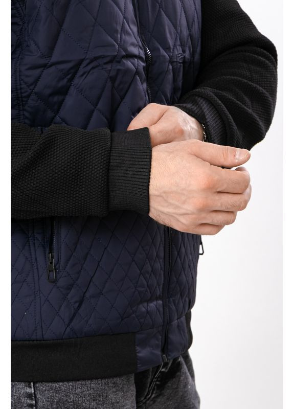 Темно-синяя демисезонная демисезонная мужская куртка с отстегивающимся капюшоном и карманами (p-18178) Носи своє