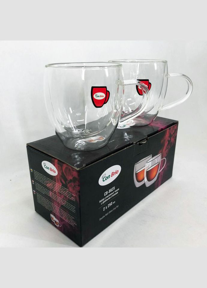 Набор чашек с двойными стенками CB-8625-2, 2 шт, 250 мл, двойной стакан для кофе Con Brio (364664097)
